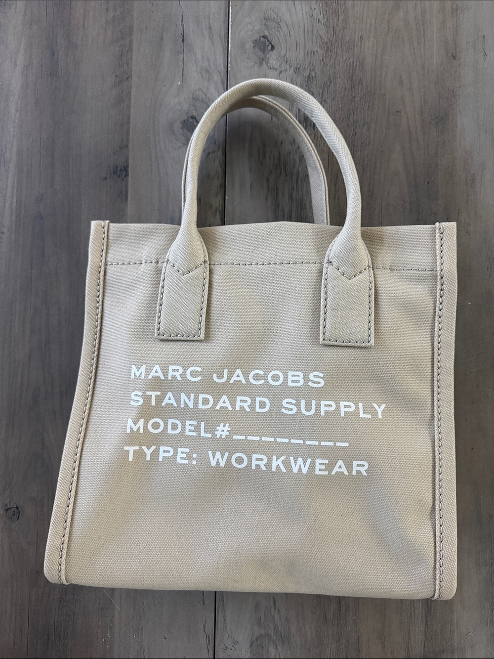 Marc Jacobs Tan Canvas Mini Tote with White Logo